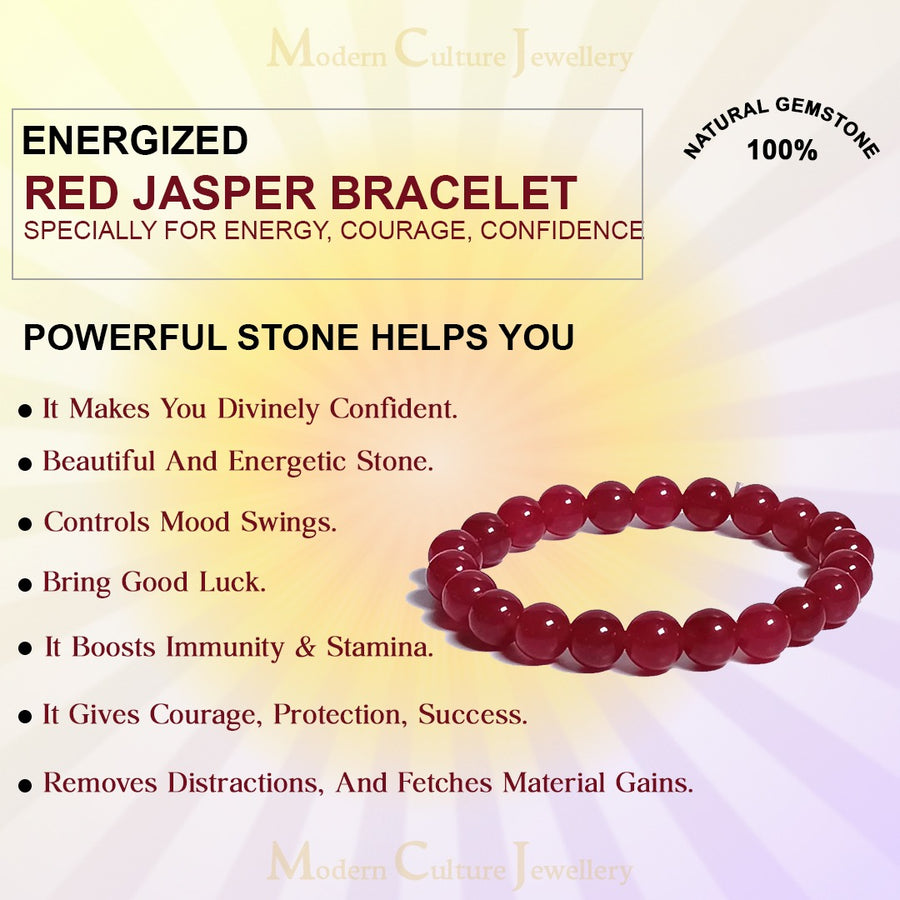 Red Jasper & Quartz Beads Bracelet 2pc Combo Set