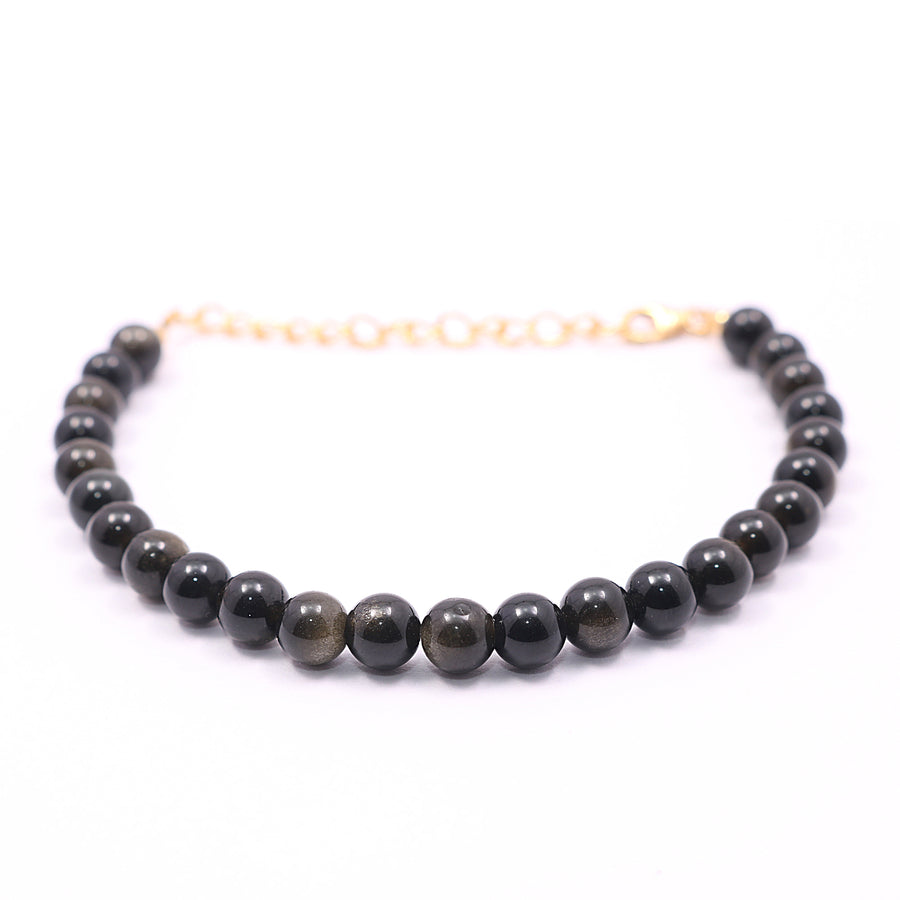 Natural Golden Obsidian Bracelet With Adjustable Silver Chain