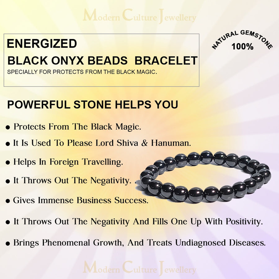 Natural Black & White Beads Bracelet 2pc Combo Set