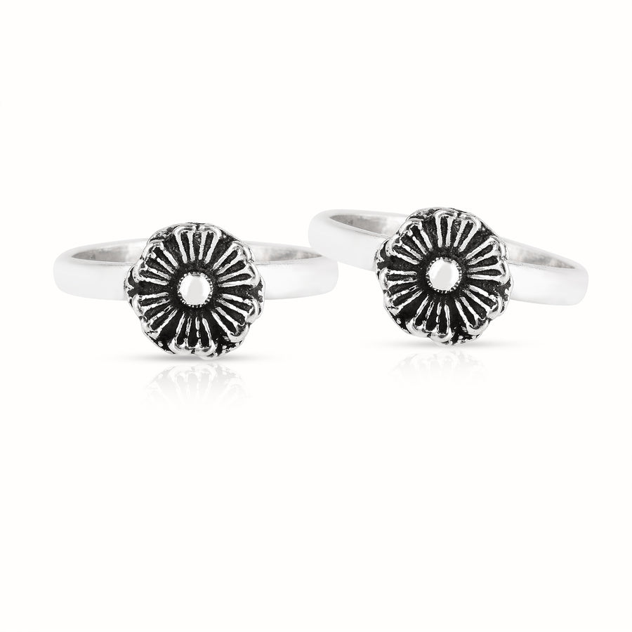Sterling Silver Floral Toe Rings