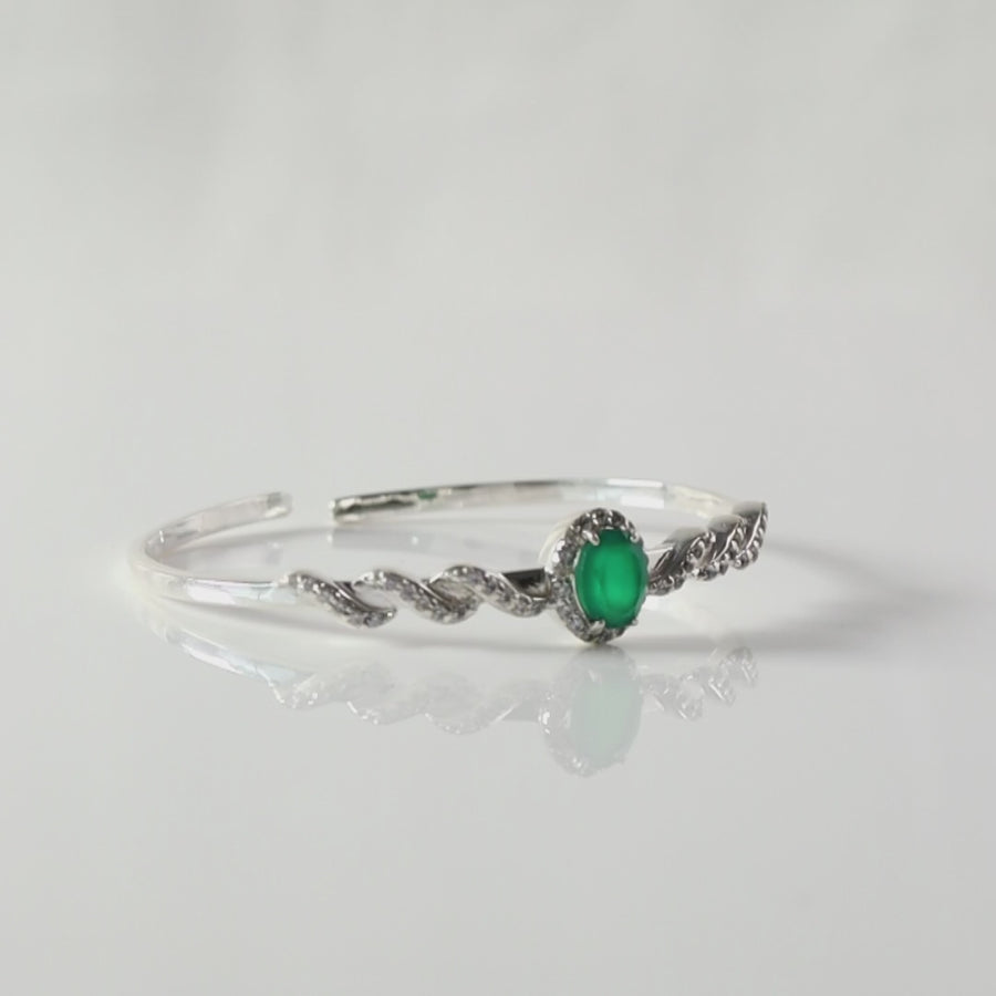 Green Onyx Gemstone 925 Silver Bracelet4