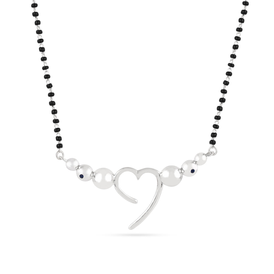 Sweetheart Silver Black Beads Mangalsutra Design
