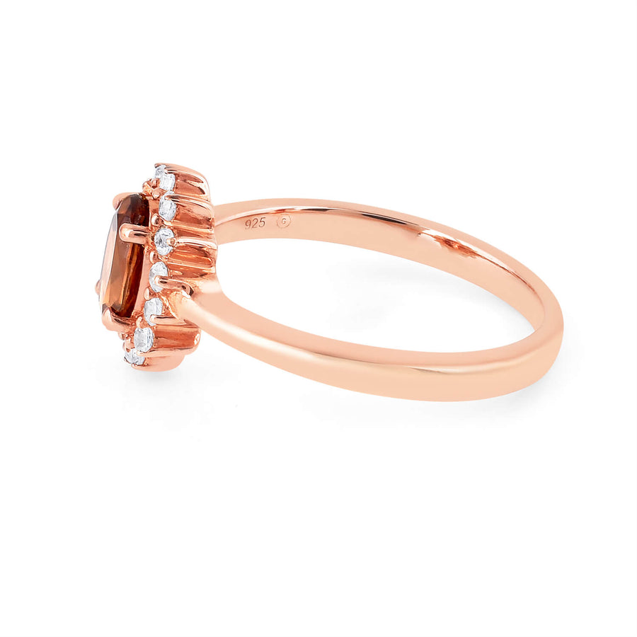 925 Sterling Silver Rose Gold Plated Zircon Finger Ring2
