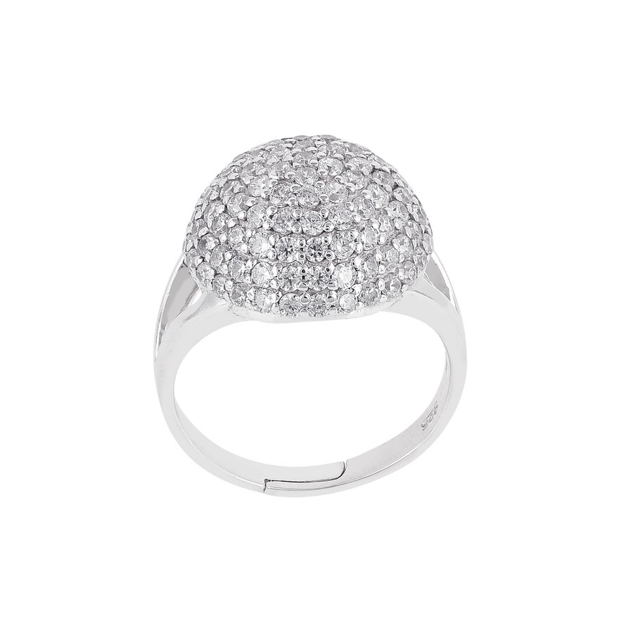 925 Sterling Silver Zircon Dome Ring5