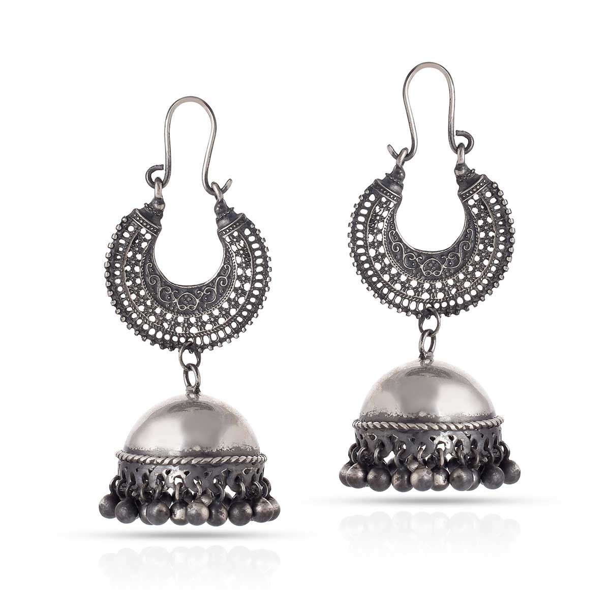 Buy Fresh Vibes Oxidised Silver Afghani Chandbali Earrings for Girls  Long  Tribal Design Hanging Kundan Stone Mirror Earings Online at Best Prices in  India  JioMart