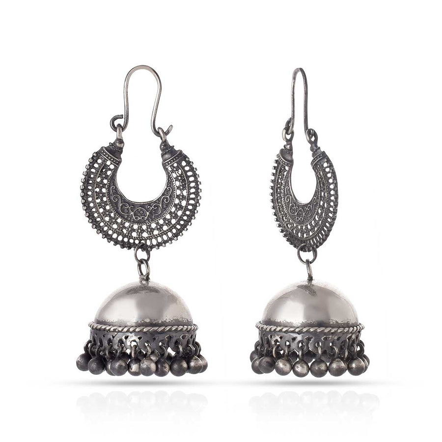 Afghani Silver Jhumka Earrings2