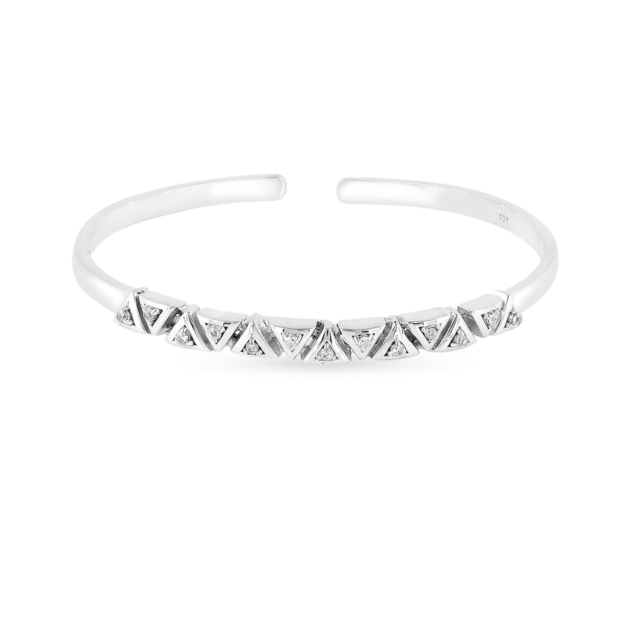 Triangular Design Cz Silver Bracelet