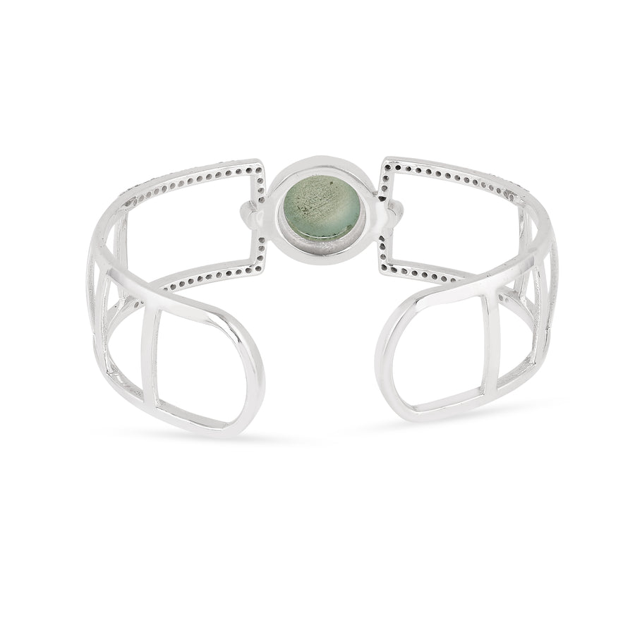 Silver Bracelet with Center Chalcedony Gemstone