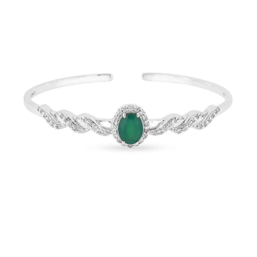 Green Onyx Gemstone 925 Silver Bracelet1