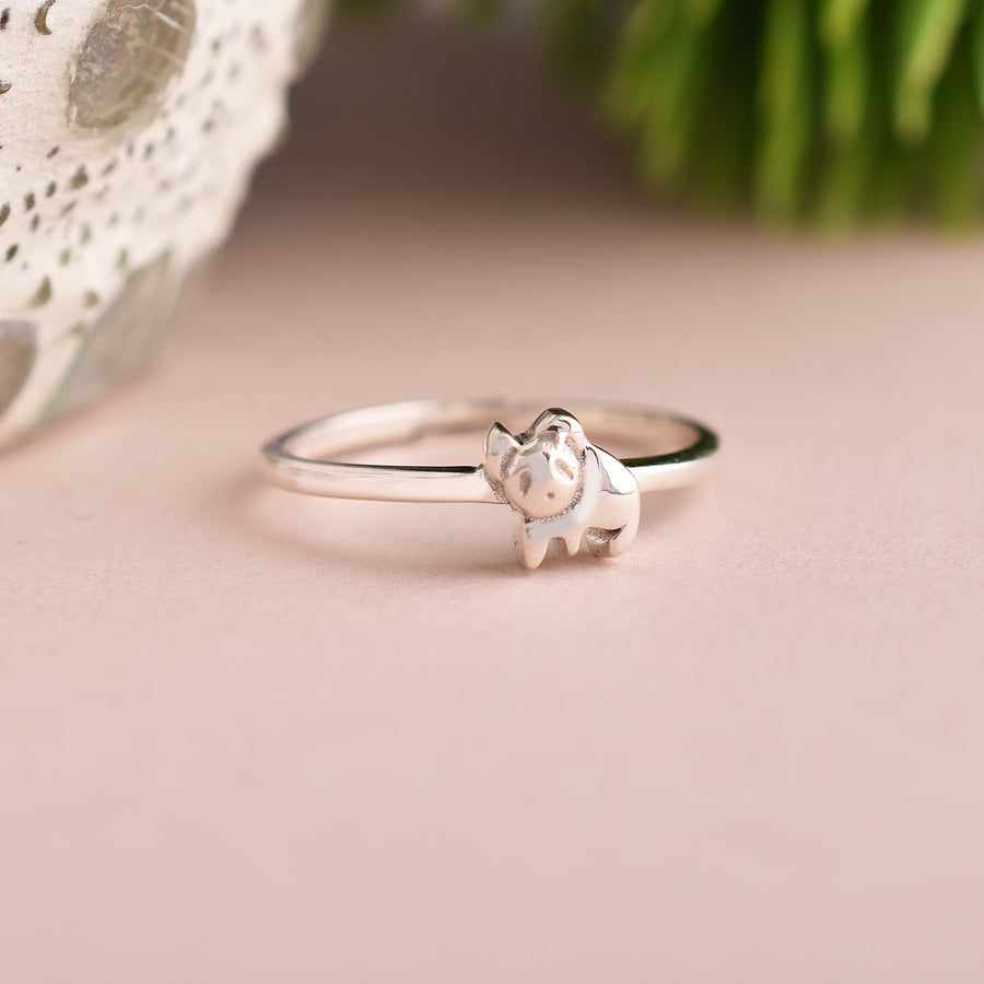 Baby Panda 925 Silver Adjustable Finger Ring