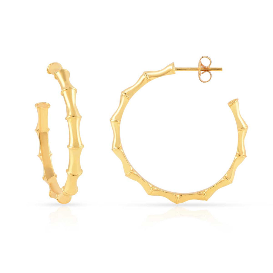 Bamboo Hoop Earrings Gold01