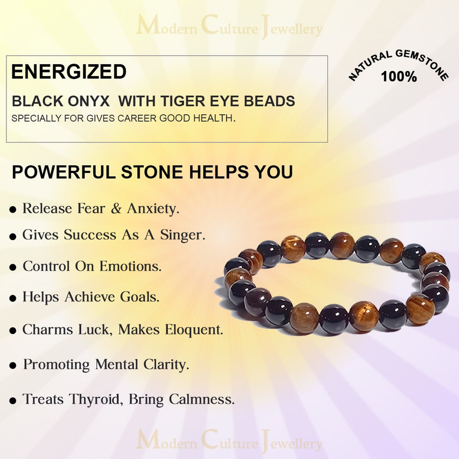Black Onyx Bracelet With Tiger Eye Beads Health Benefits