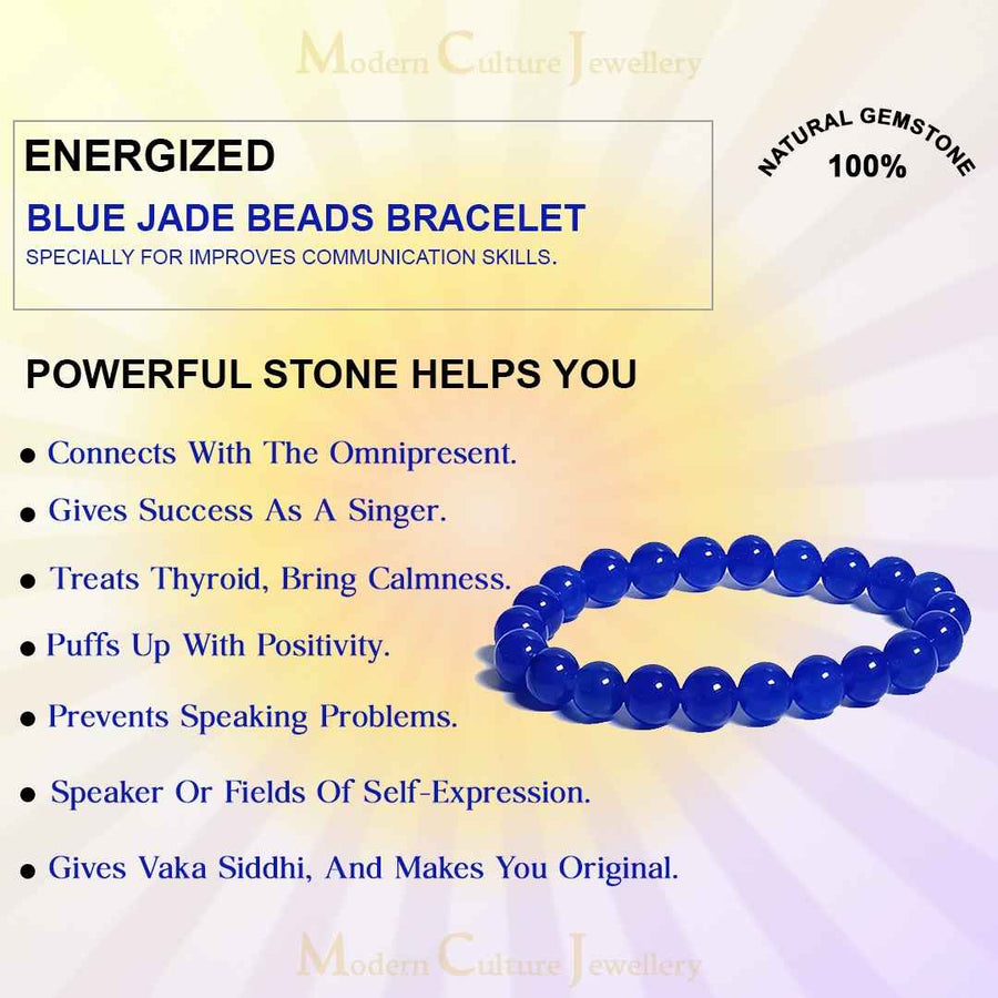 Buy Blue Jade Beads Bracelet Online in India – MCJ Jewels