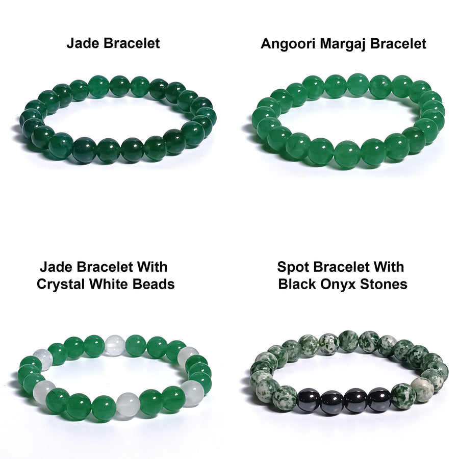 Green Family Crystal Beads Bracelet 4pc Combo Set