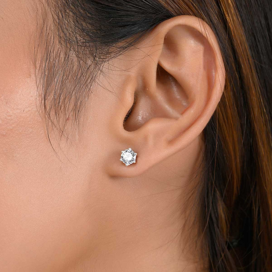Cubic Zirconia Silver Stud Earrings 