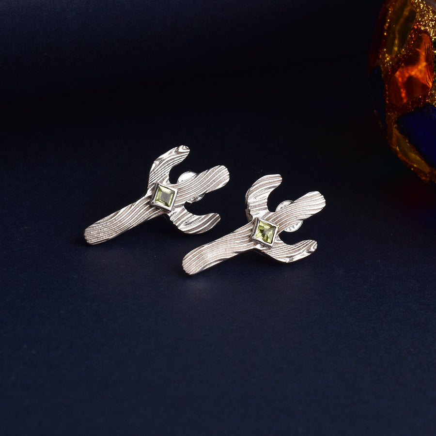 Cute Cactus Amethyst Stud Earrings