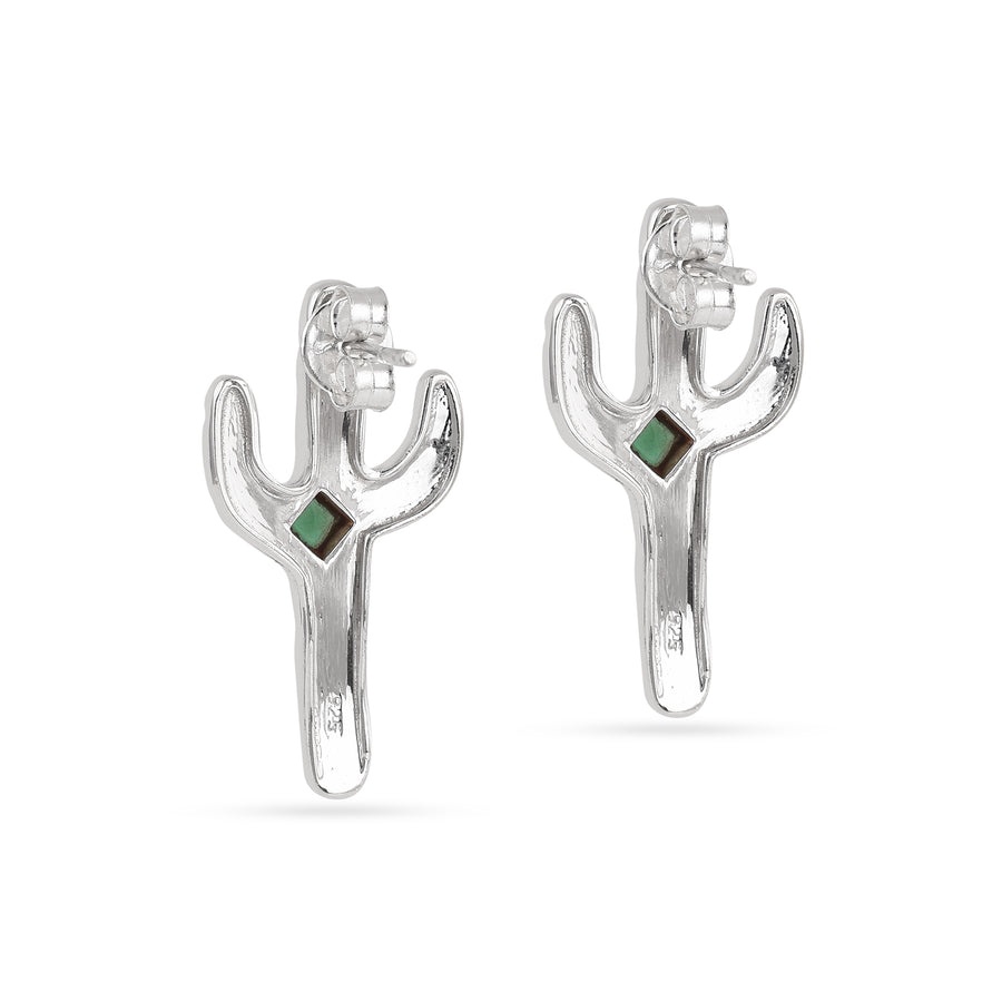 Cute Cactus Green Onyx Stud Earrings2