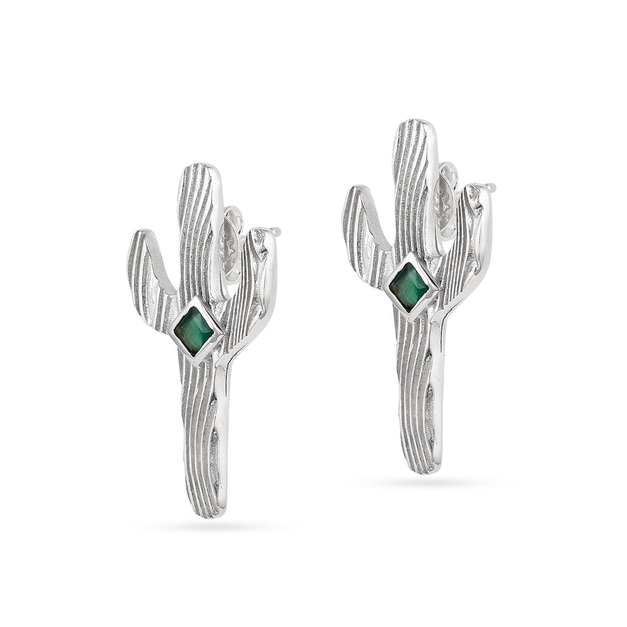 Cute Cactus Green Onyx Stud Earrings3