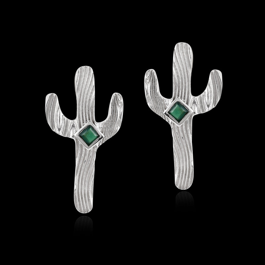 Cute Cactus Green Onyx Stud Earrings4