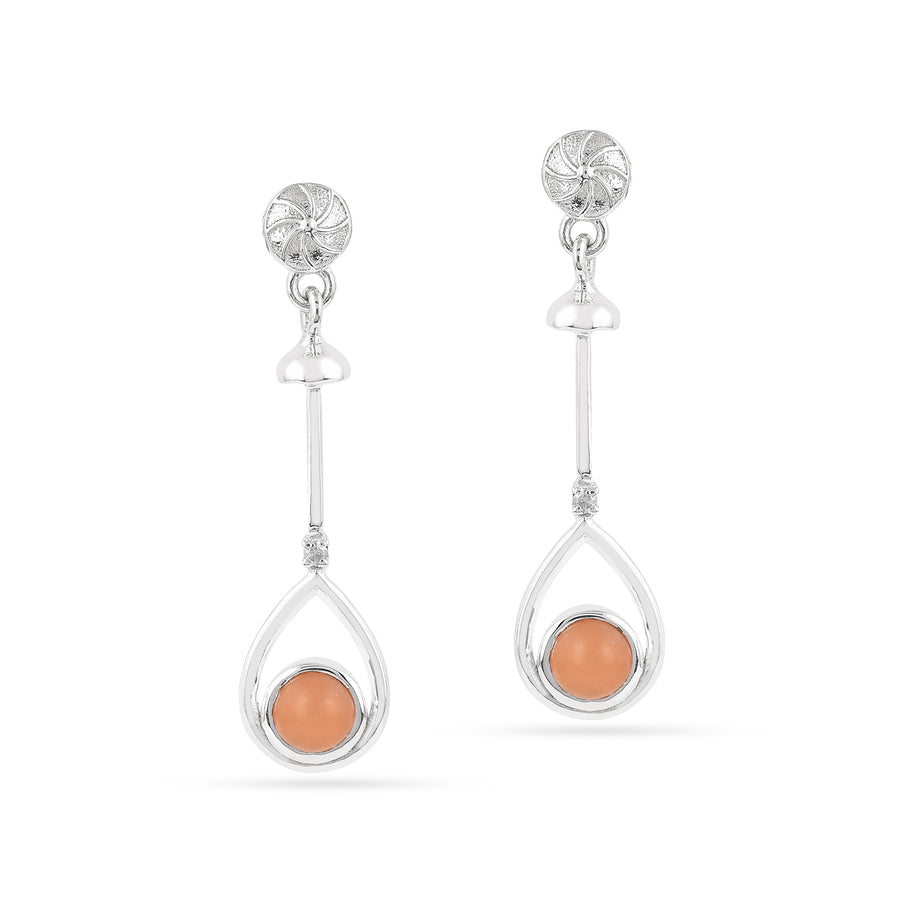 Orange Onyx Gemstone 925 Silver Drop Earring1