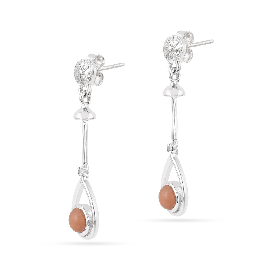 Orange Onyx Gemstone 925 Silver Drop Earring2