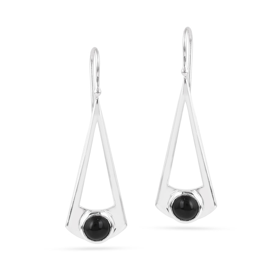 Black Onyx Geometrical 925 Silver Drop Earring1