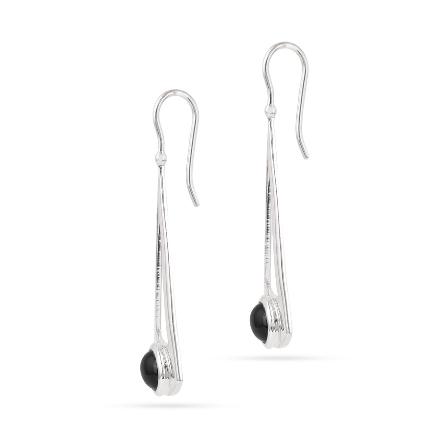 Black Onyx Geometrical 925 Silver Drop Earring4