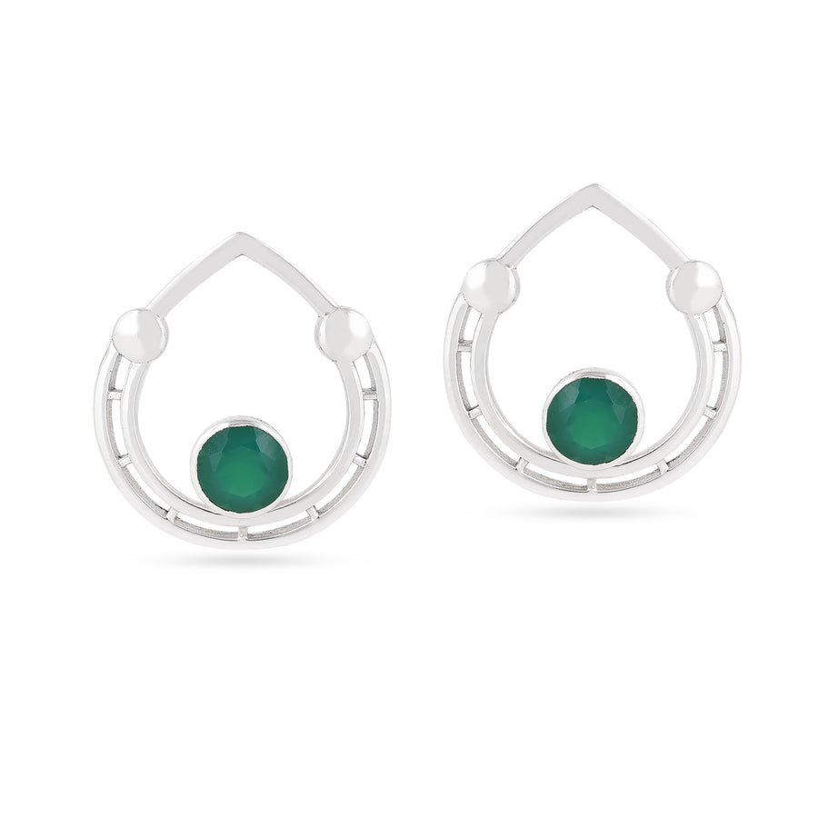 Green Onyx Moon Stud Earring1