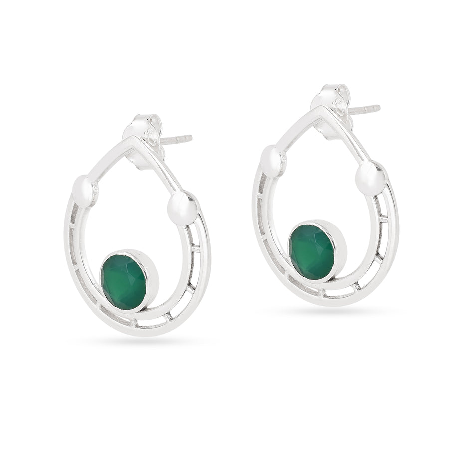 Green Onyx Moon Stud Earring2