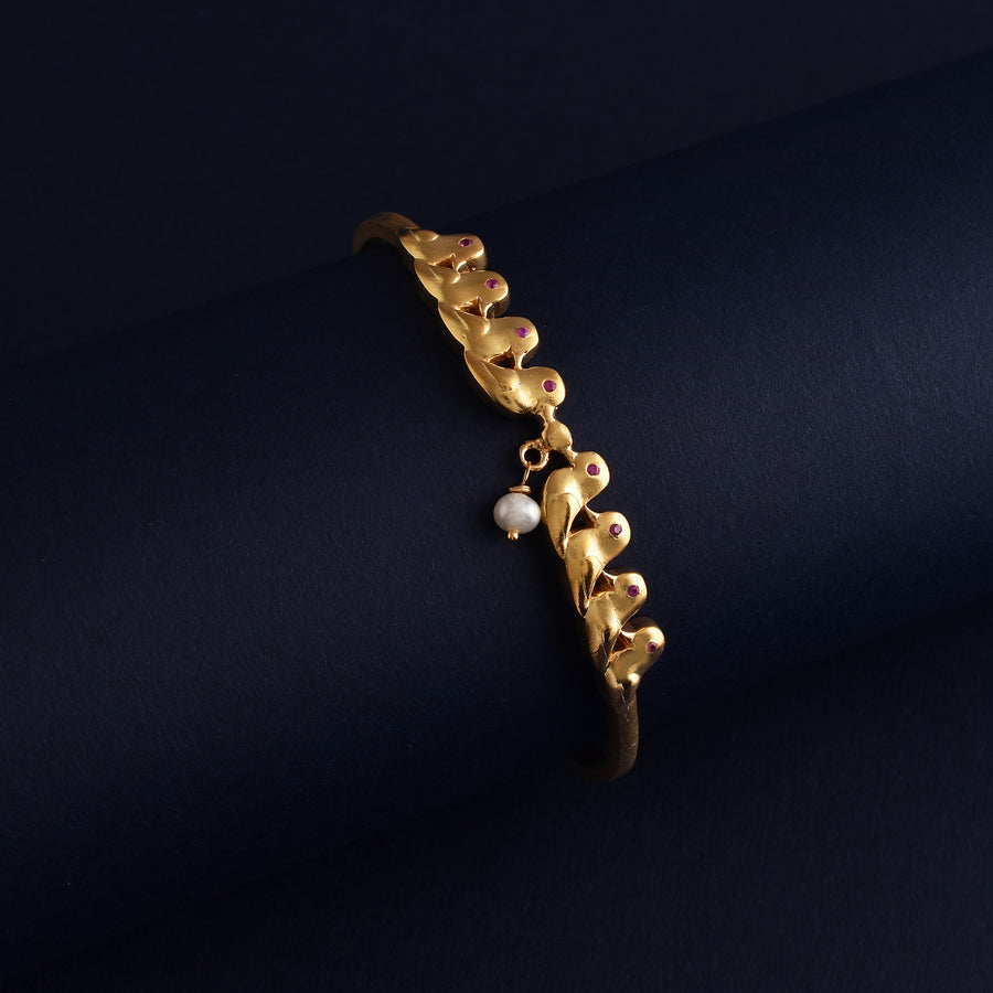 Gold Plated Silver Parrot Bracelet with Pink Stones