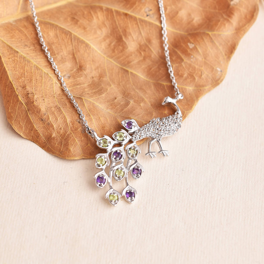 Buy Peacock Silver Pendant With Chain Online in India – MCJ Jewels