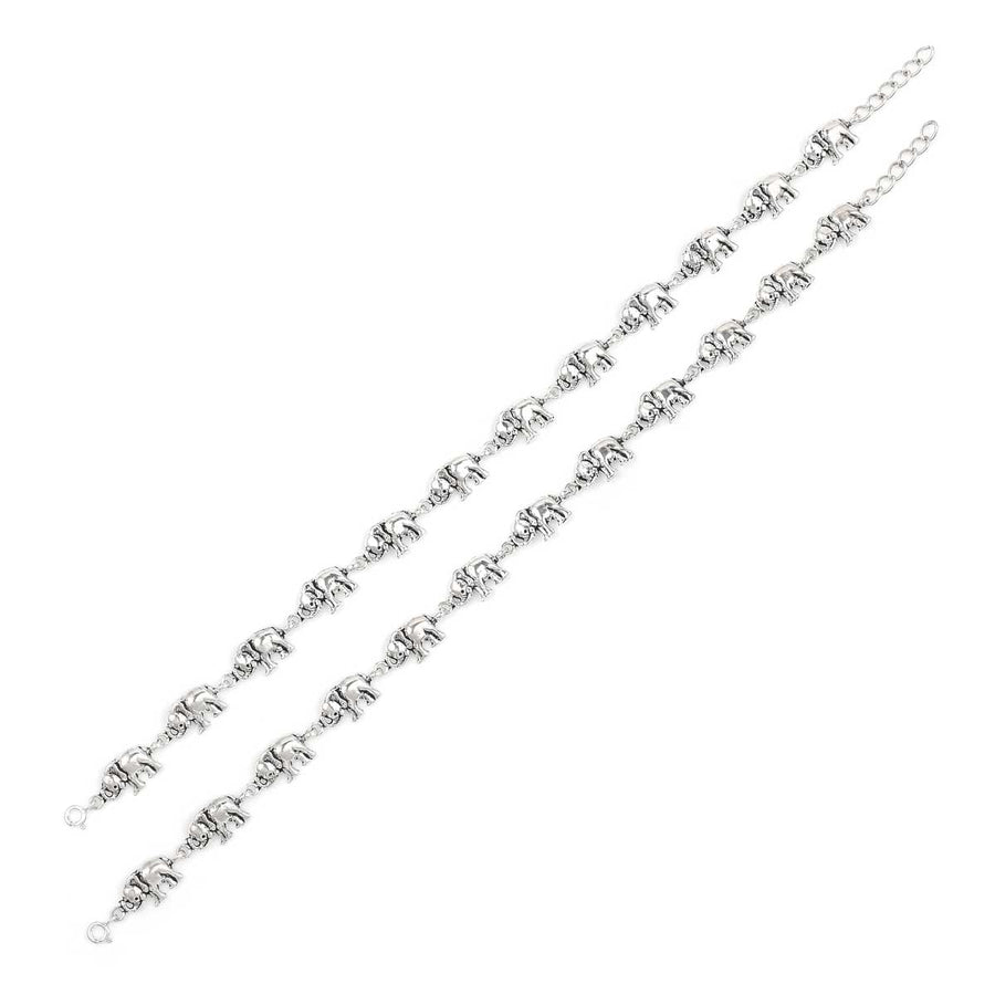 Elephant Charm Silver Anklets1