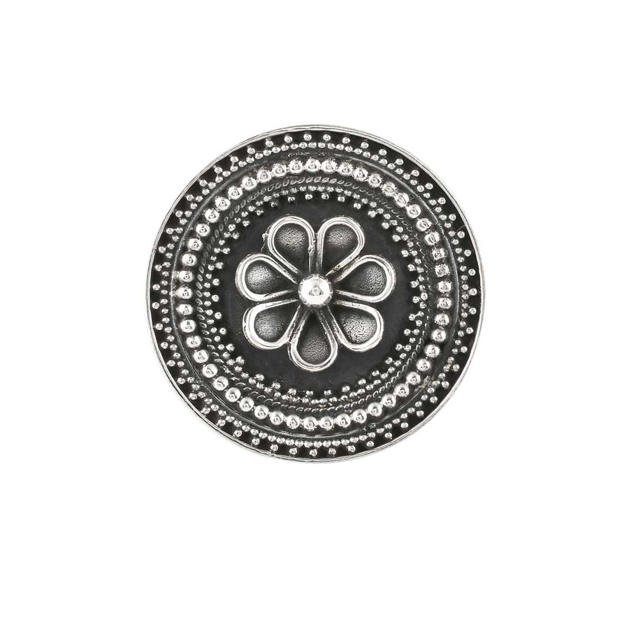 Floral Mandala Oxidised Silver Ring3
