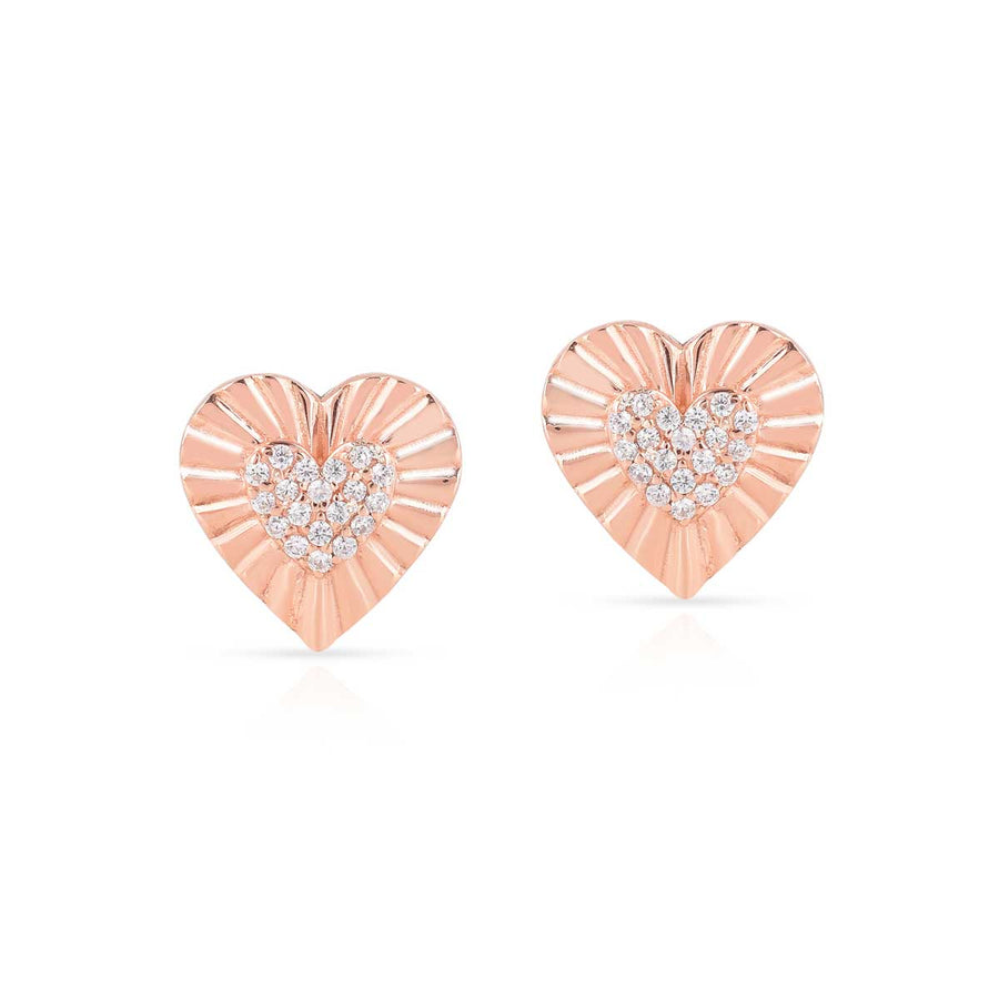 Heart Rose Gold Plated Silver CZ Earrings01