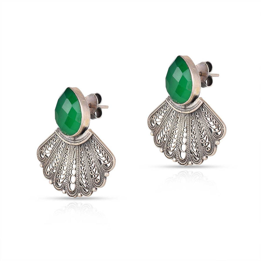 Green Onyx Silver Earrings2