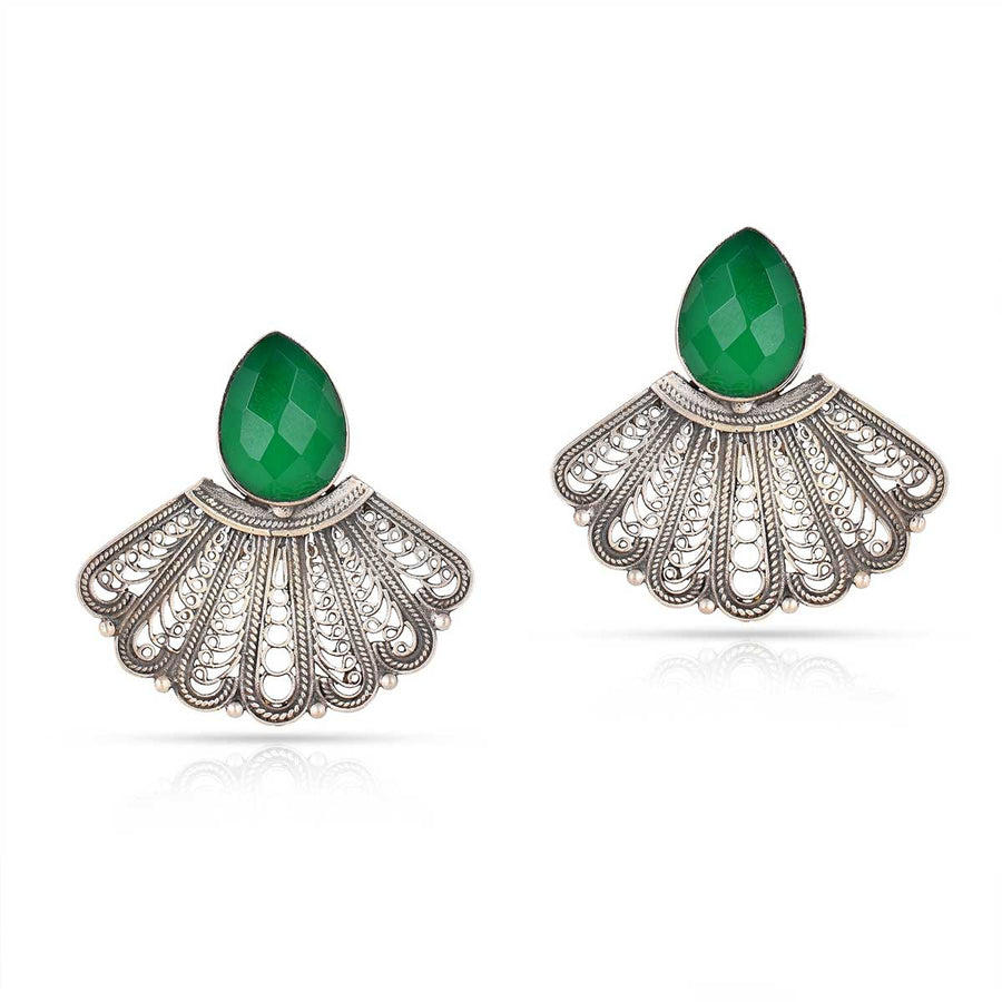 Green Onyx Silver Earrings3