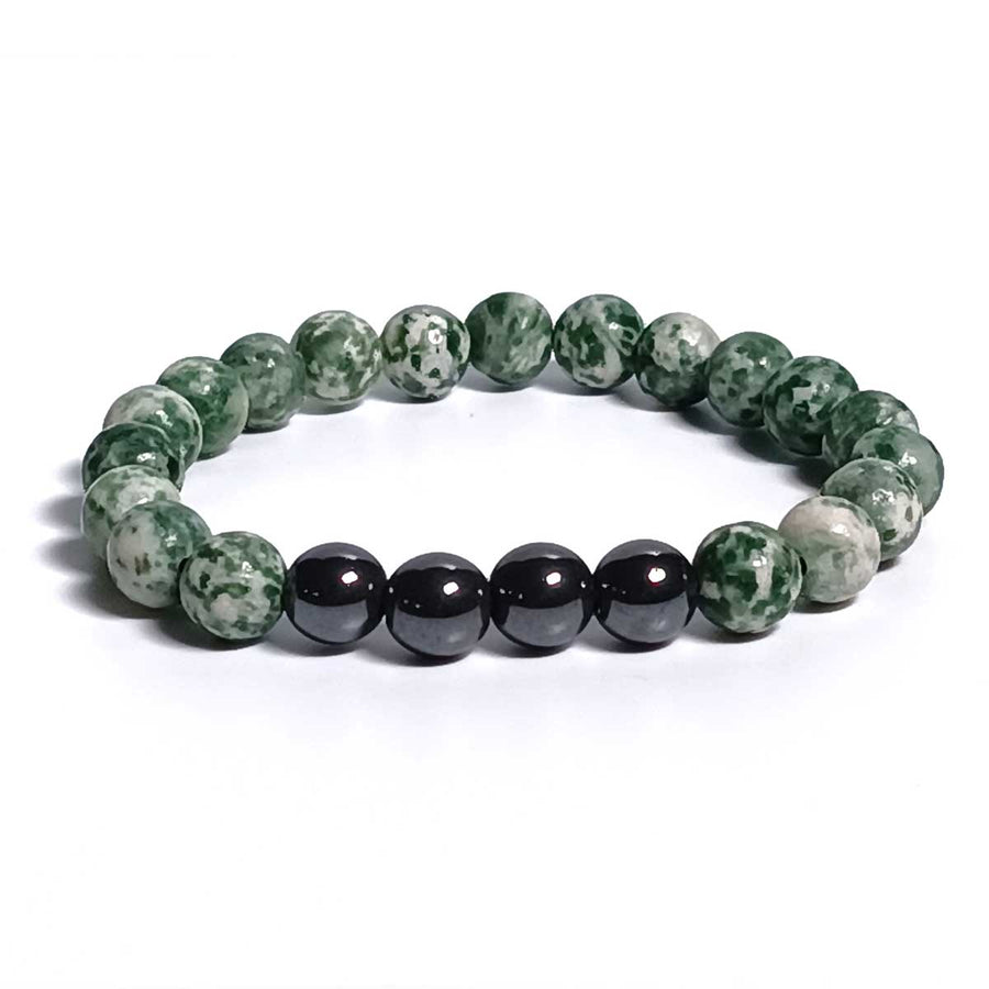 Green Spot Bracelet with Black Onyx Stones