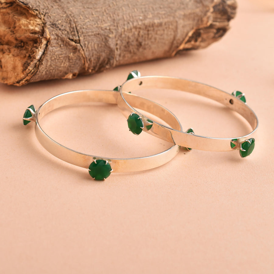 Green Onyx 925 Silver Bangle