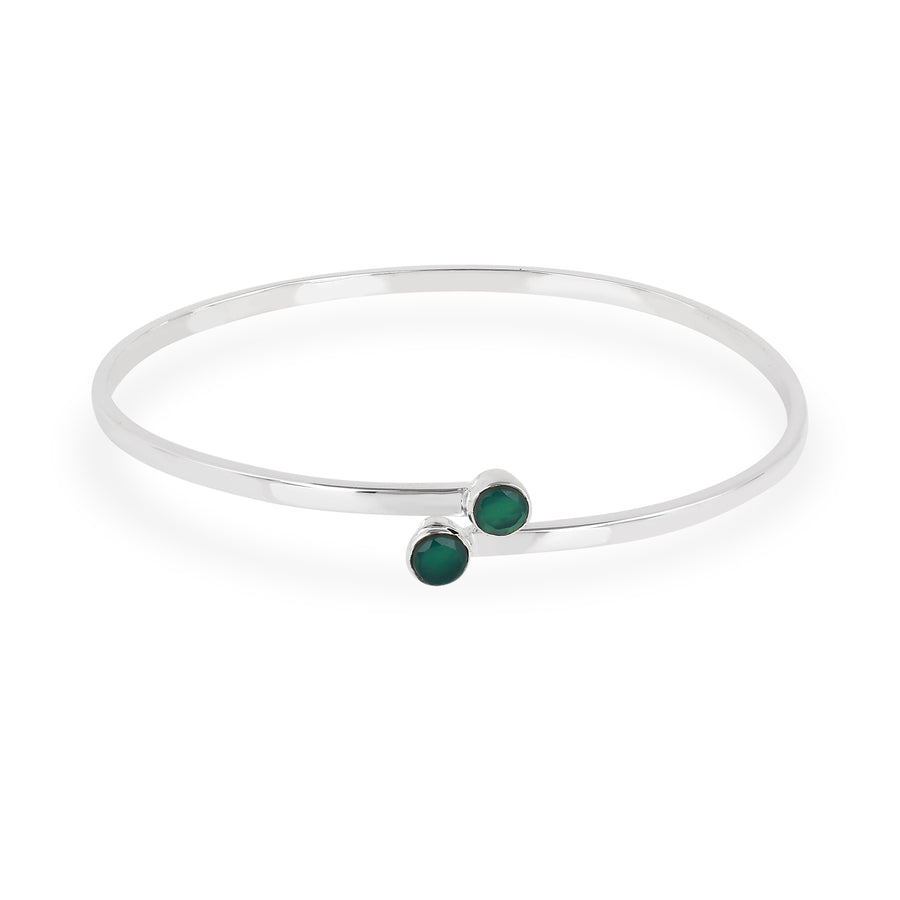 Green Onyx Sterling Silver Bezel Design Bracelet3