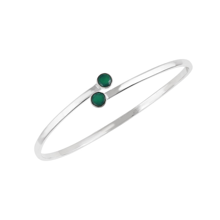 Green Onyx Sterling Silver Bezel Design Bracelet4