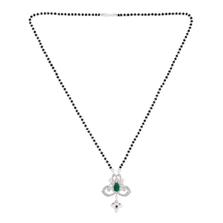 Green Onyx with Cubic Zircon 925 Silver Mangalsutra2