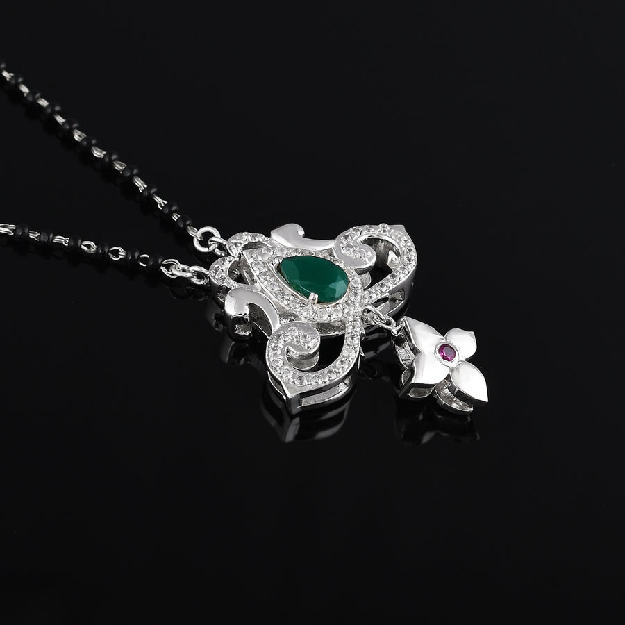 Green Onyx with Cubic Zircon 925 Silver Mangalsutra3