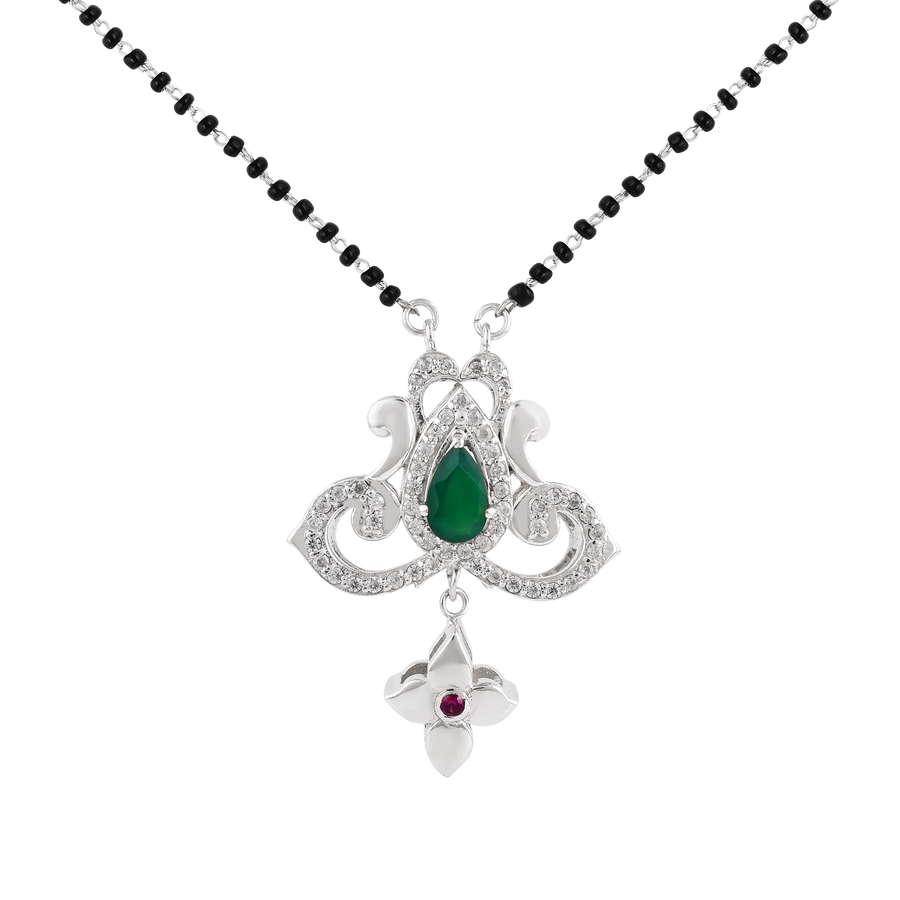 Green Onyx with Cubic Zircon 925 Silver Mangalsutra5