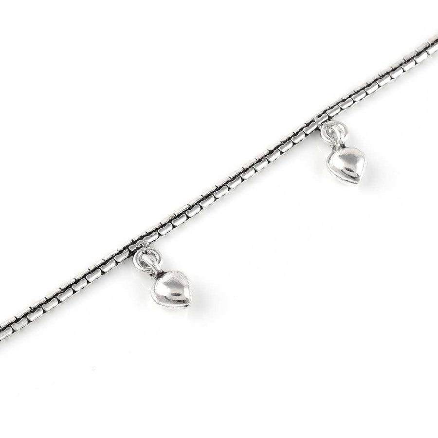 Heart Charm Silver Anklets2