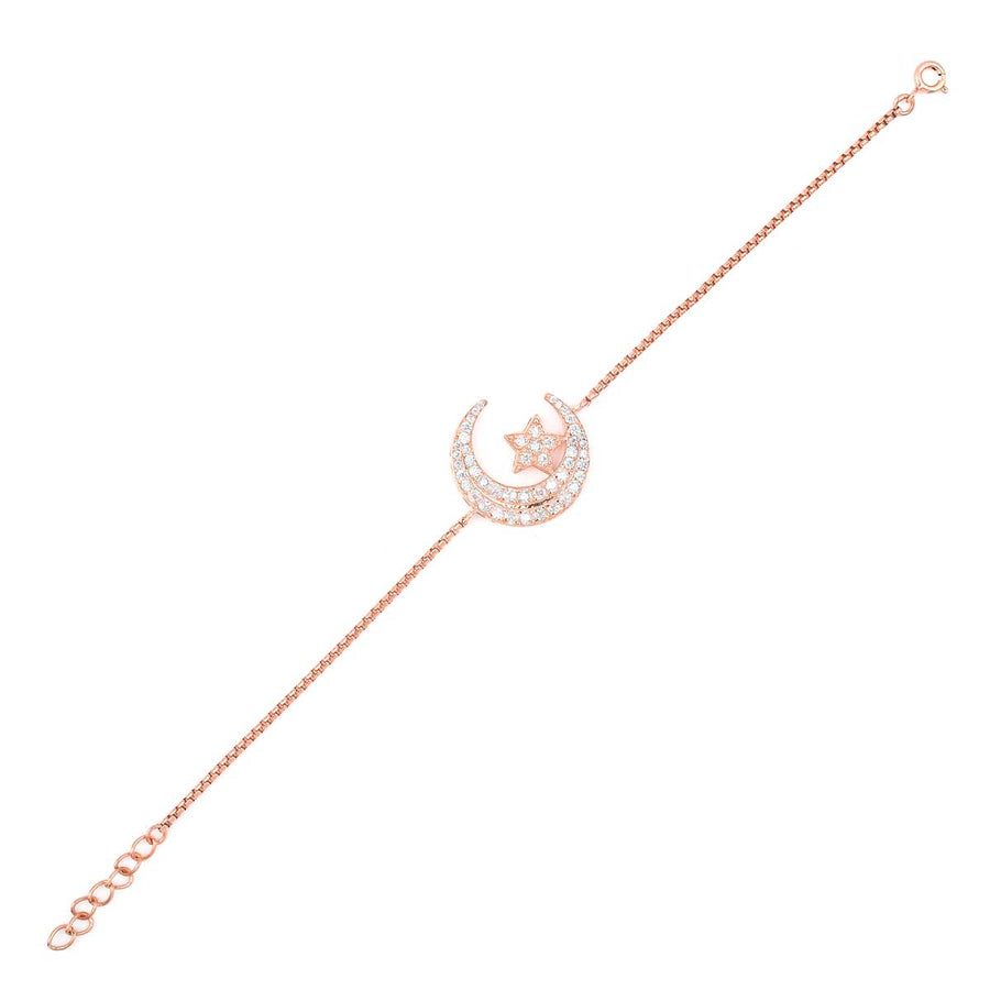 Moon Charm Rose Gold CZ Bracelet2