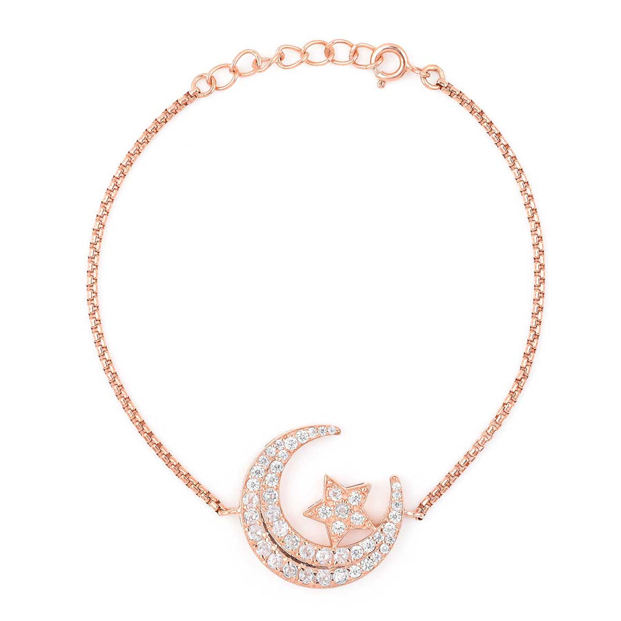 Moon Charm Rose Gold CZ Bracelet1