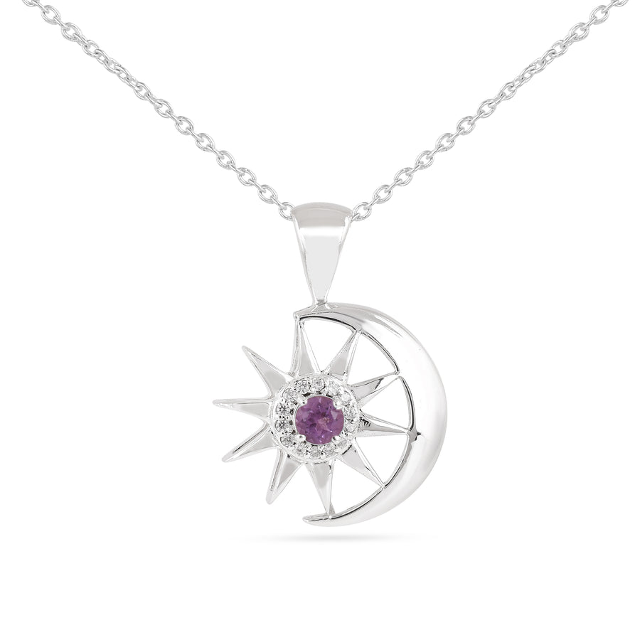 Moon Star Amethyst Sterling Silver Pendant4