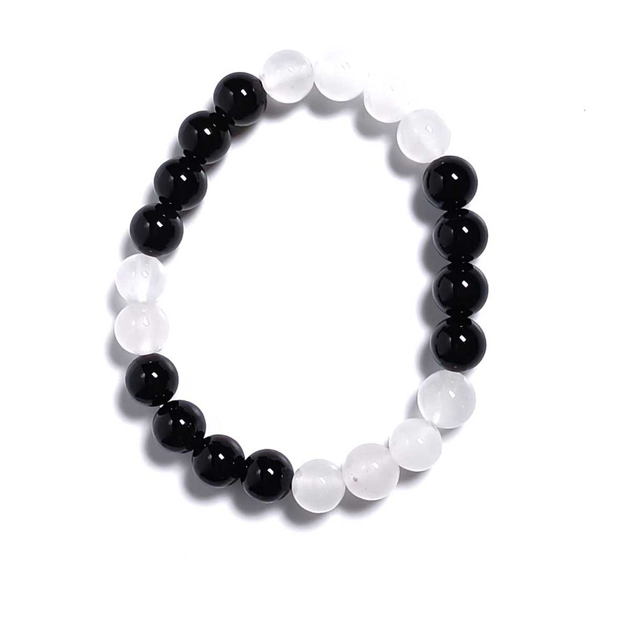 Multi Color Zade Beads Bracelet White Black2
