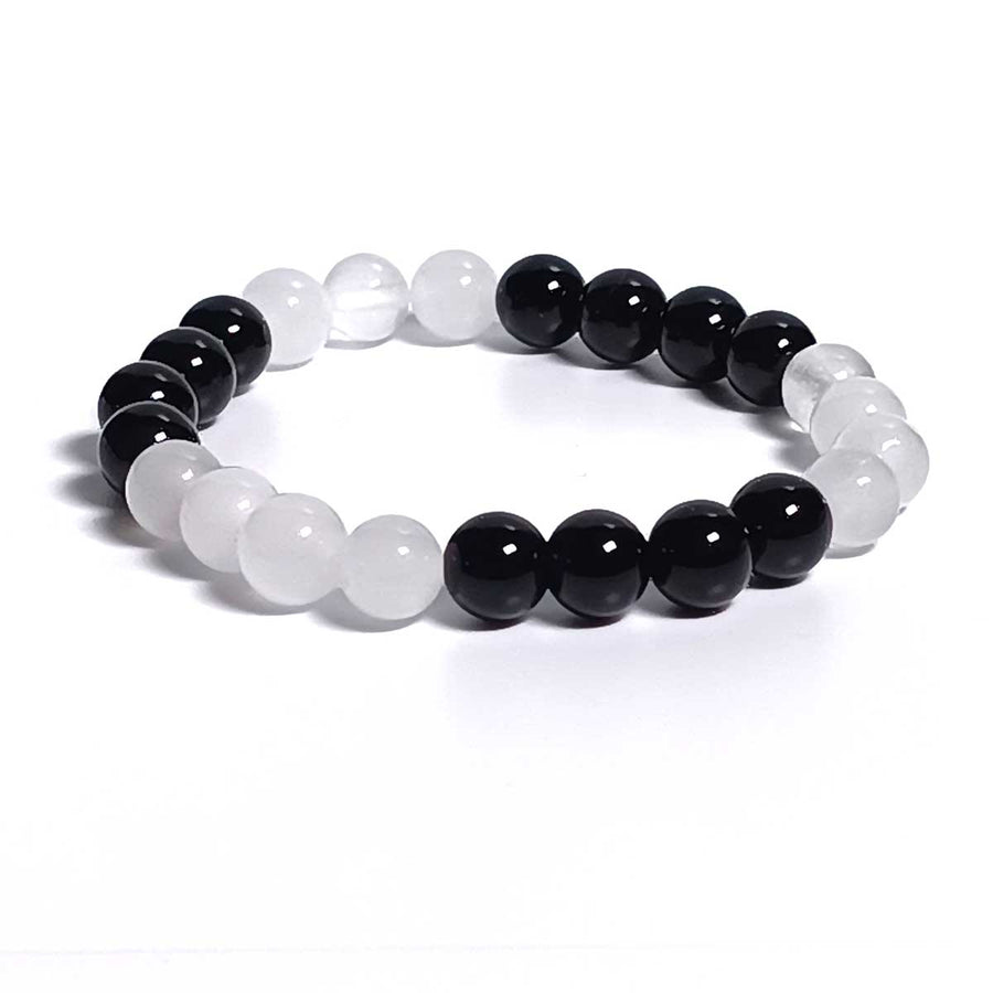 Multi Color Zade Beads Bracelet White Black