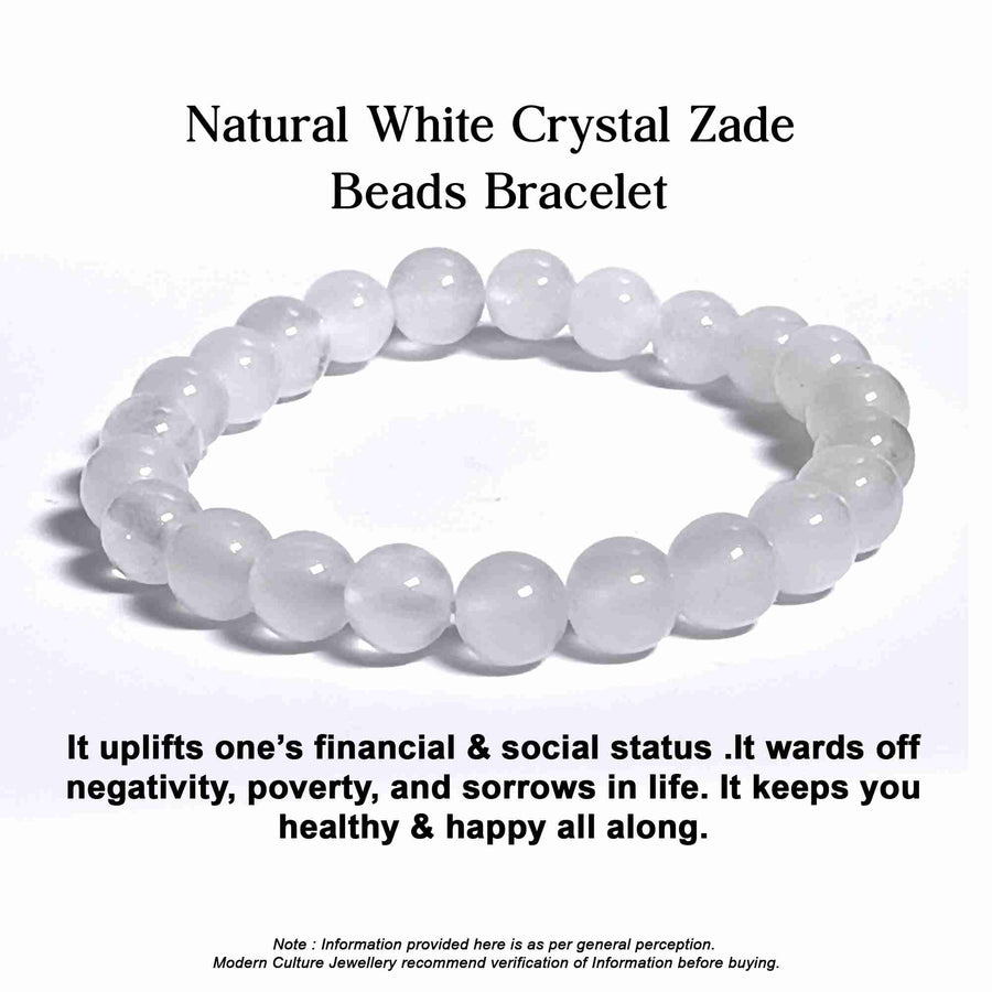 Natural White Crystal Zade Beads Bracelet Benefits
